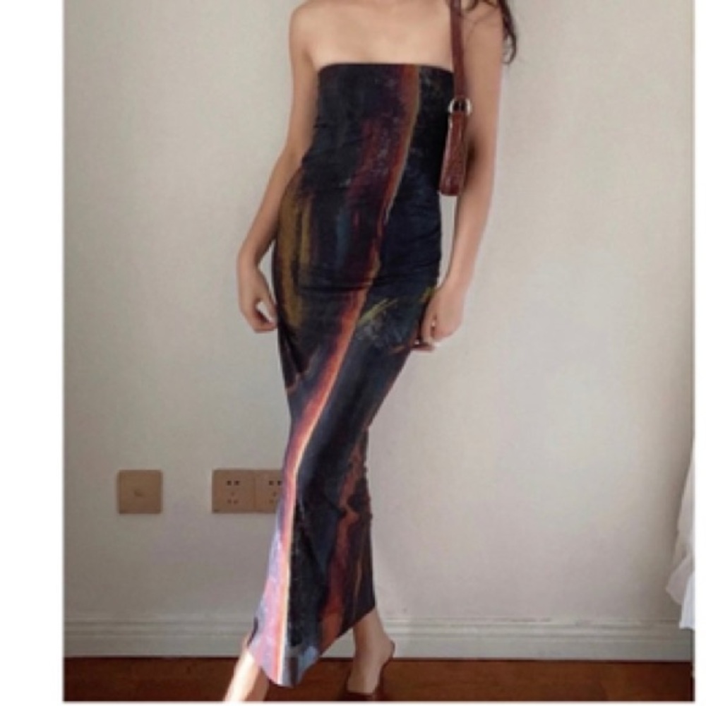 Commense Black with Deep Dark colors strapless Dress size small